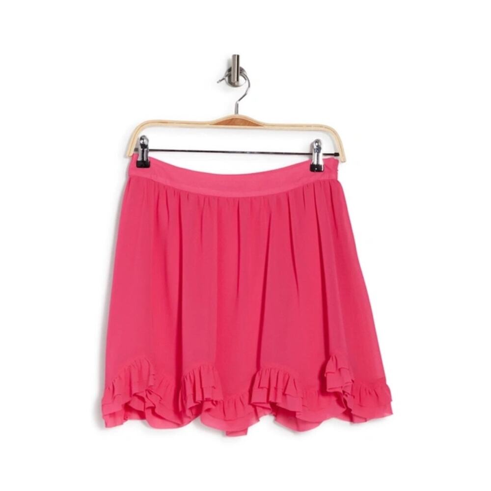 Milly Jess Chiffon Mini Skirt Punch Hot Pink Ruffle